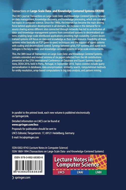 Produktbild: Transactions on Large-Scale Data- and Knowledge-Centered Systems XXXVIII