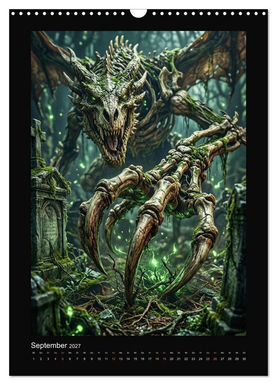 Produktbild: Drachen - Magische Herrscher, Dark‑Fantasy Wandkalender (Wandkalender 2027 DIN A3 hoch), CALVENDO Monatskalender