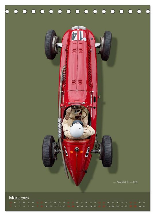 Produktbild: Legenden des Rennsports, Historic Grand Prix Cars 1925-1960 (Tischkalender 2026 DIN A5 hoch), CALVENDO Monatskalender