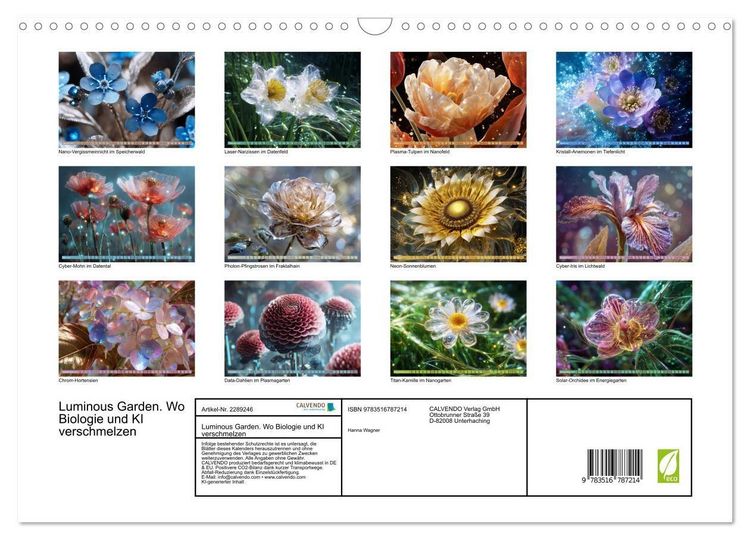 Produktbild: Luminous Garden. Wo Biologie und KI verschmelzen (Wandkalender 2027 DIN A3 quer), CALVENDO Monatskalender
