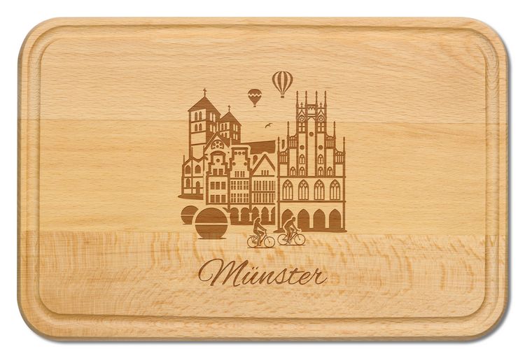 Produktbild: Buchenholz Schneidebrett 30x20cm, Motiv M&uuml;nster