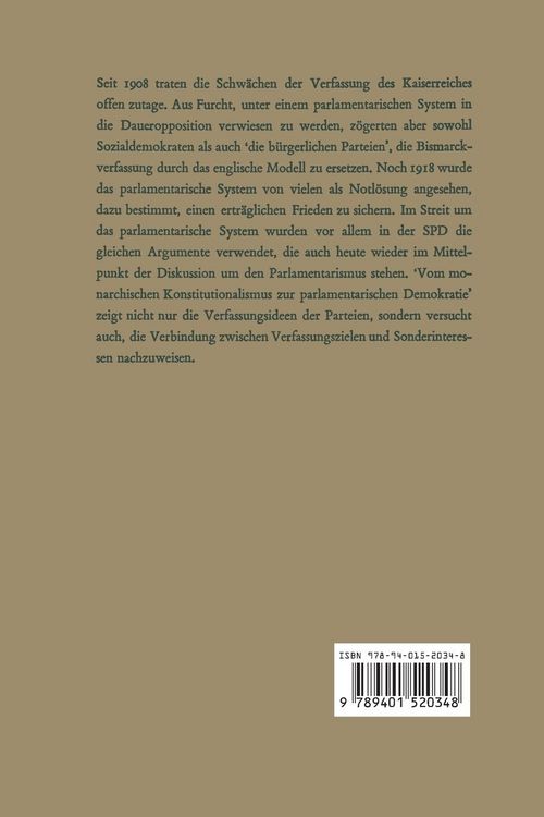 Produktbild: Von Monarchischen Konstitutionalismus Zur Parlamentarischen Demokratie