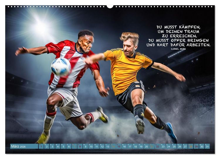 Produktbild: Fu&szlig;ball und tolle Spr&uuml;che (hochwertiger Premium Wandkalender 2026 DIN A2 quer), Kunstdruck in Hochglanz