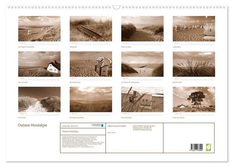 Produktbild: Ostsee-Nostalgie (Wandkalender 2026 DIN A2 quer), CALVENDO Monatskalender