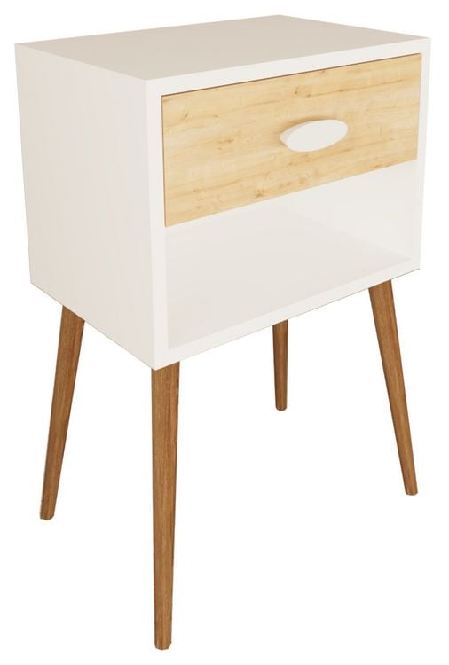 Produktbild: Holz Nachttisch Beistelltisch Schublade Singol XL