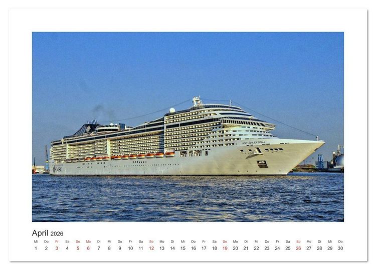 Produktbild: Kreuzfahrtschiffe Kurs Hamburg 2026 (Wandkalender 2026 DIN A3 quer), CALVENDO Monatskalender