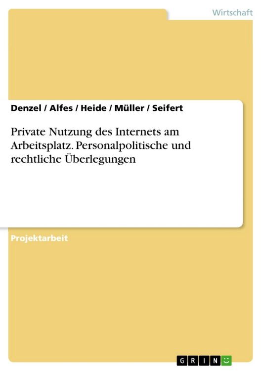 Produktbild: Private Nutzung des Internets am Arbeitsplatz - personalpolitische und rechtliche &Uuml;berlegungen