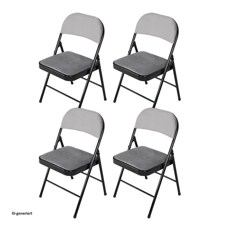 Produktbild: HTI-Living 4er Set Klappst&uuml;hle mit Polsterung Metallgestell und Samtbezug