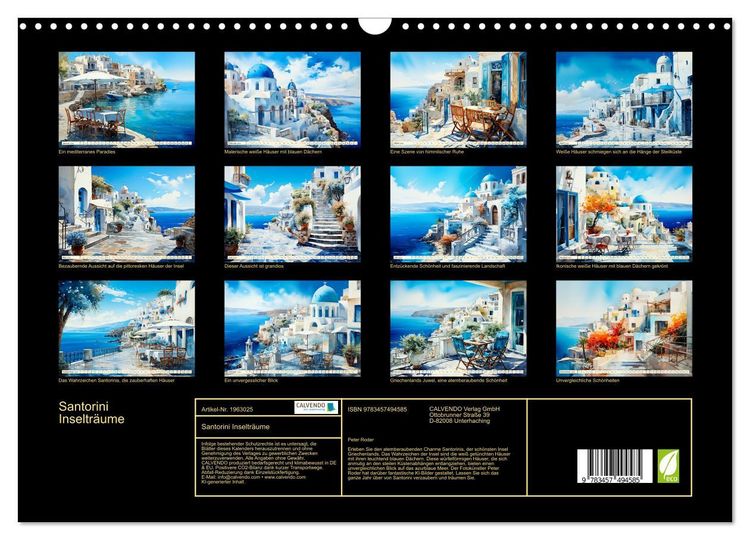 Produktbild: Santorini Inseltr&auml;ume (Wandkalender 2026 DIN A3 quer), CALVENDO Monatskalender