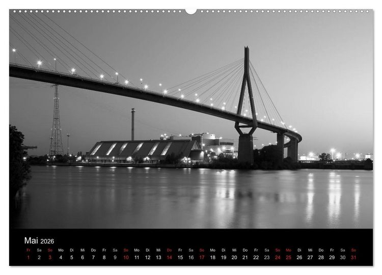 Produktbild: Hamburg monochrome Impressionen (hochwertiger Premium Wandkalender 2026 DIN A2 quer), Kunstdruck in Hochglanz
