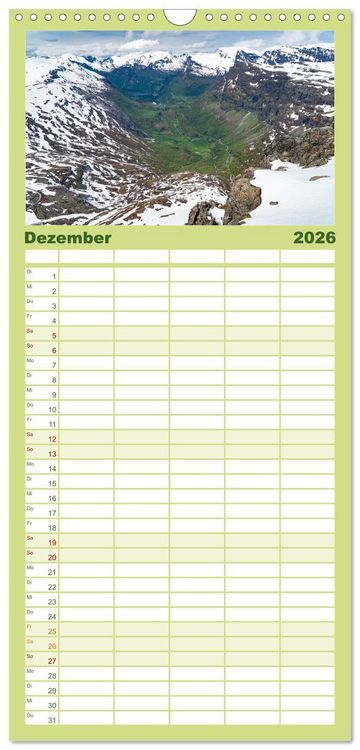 Produktbild: Familienplaner 2026 - Norwegens wundersch&ouml;ne Fjorde mit 5 Spalten (Wandkalender, 21 x 45 cm) CALVENDO