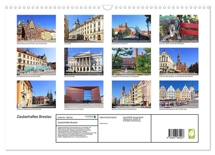 Produktbild: Zauberhaftes Breslau (Wandkalender 2026 DIN A3 quer), CALVENDO Monatskalender