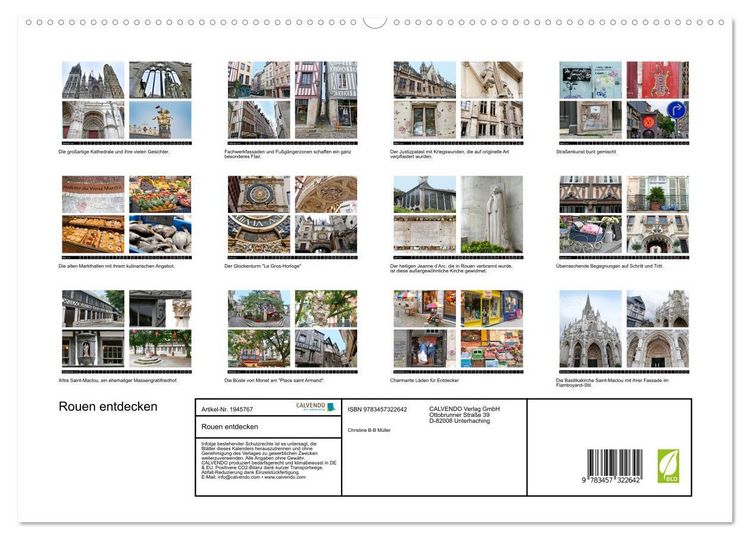 Produktbild: Rouen entdecken (hochwertiger Premium Wandkalender 2026 DIN A2 quer), Kunstdruck in Hochglanz