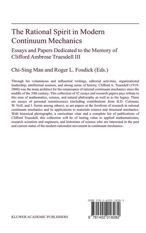 Produktbild: The Rational Spirit in Modern Continuum Mechanics