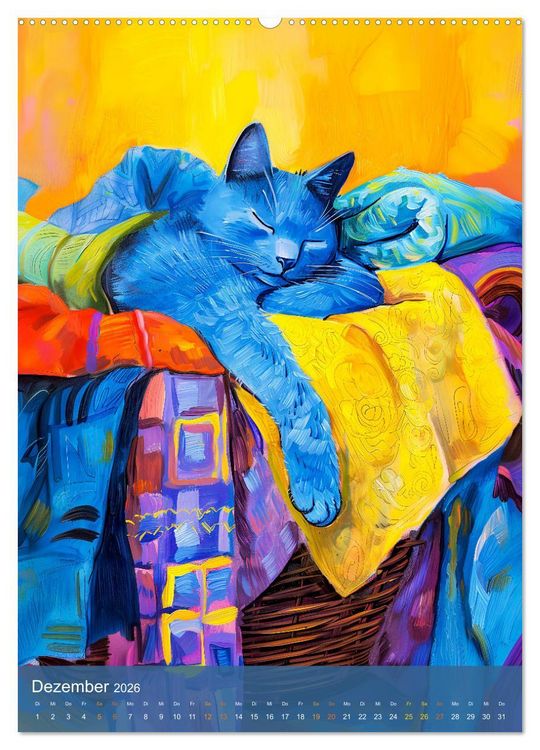Produktbild: Katzenleben in Farbe - Witzige Szenen aus dem Katzenalltag (hochwertiger Premium Wandkalender 2026 DIN A2 hoch), Kunstdruck in Hochglanz