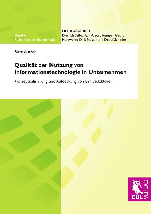 Produktbild: Qualit&auml;t der Nutzung von Informationstechnologie in Unternehmen
