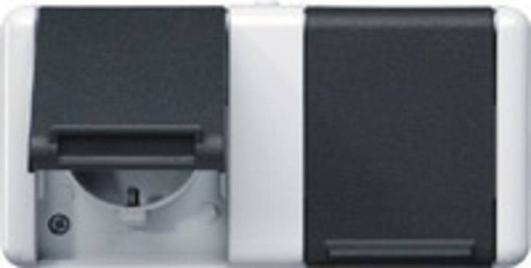 Produktbild: Jung 2fach Aufputzgeh&auml;use Steckdose Grau 8220W 1St.
