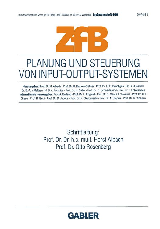 Produktbild: Planung und Steuerung von Input-Output-Systemen