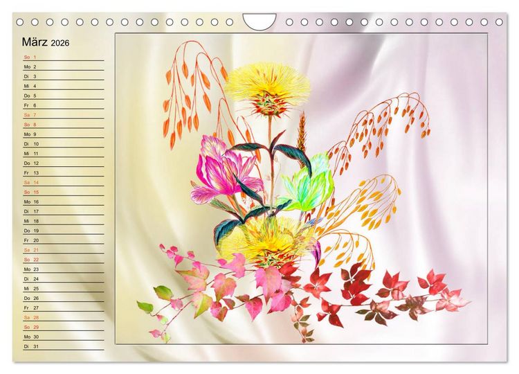 Produktbild: Blumen-Zeichnungen (Wandkalender 2026 DIN A4 quer), CALVENDO Monatskalender