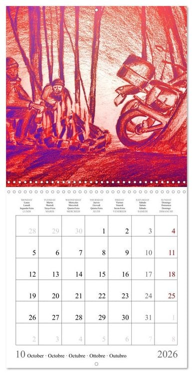 Produktbild: The passion of motorcycling - sketches of freedom (Wall Calendar 2026 12 &times; 12 Inch) CALVENDO 12 Month Wall Calendar