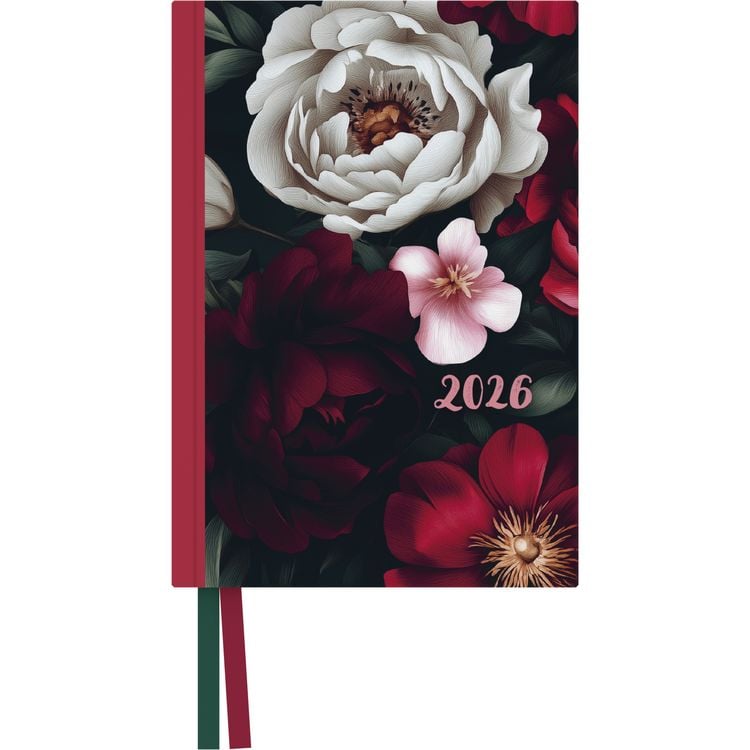 Produktbild: Dark Flowers Taschenkalender 2026 - Blumen-Design - Terminplaner mit Wochenkalendarium - Format 11,3 x 16,3 cm