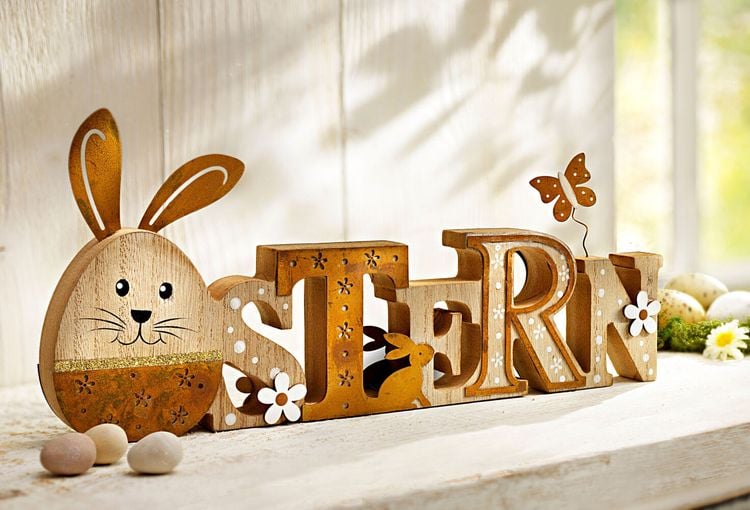 Deko-Schriftzug "Ostern Natur" aus Holz