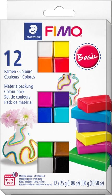 Produktbild: STAEDTLER FIMO ofenh&auml;rtende Modelliermasse FIMO soft 8023 Basic Colours, 12 x 25g Halbbl&ouml;cken