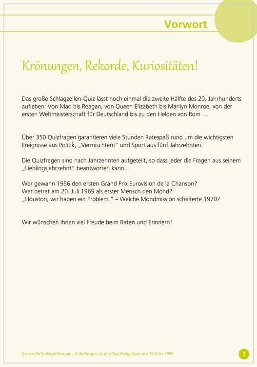 Produktbild: Das gro&szlig;e Schlagzeilen-Quiz. R&auml;tselfragen zu den Top-Ereignissen von 1950 bis 1999