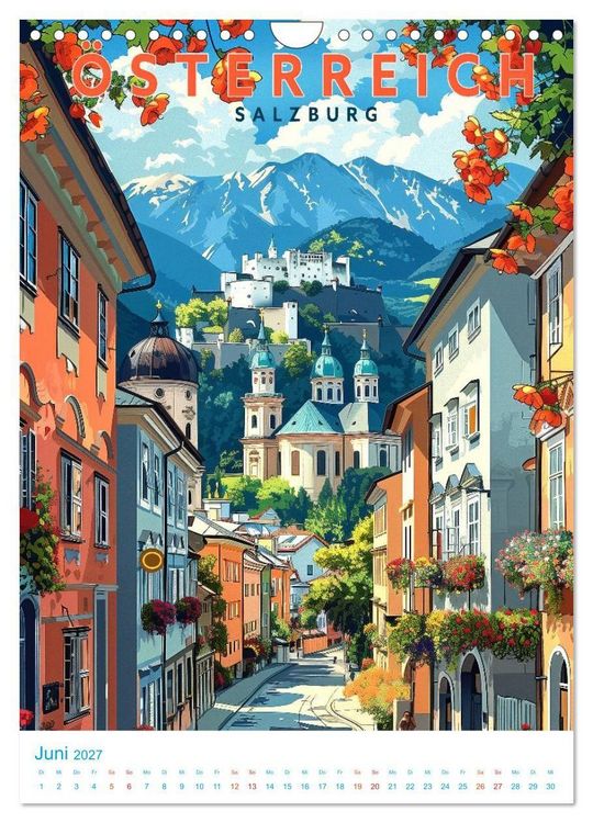 Produktbild: &Ouml;sterreich - Old School Poster Style (Wandkalender 2027 DIN A4 hoch), CALVENDO Monatskalender