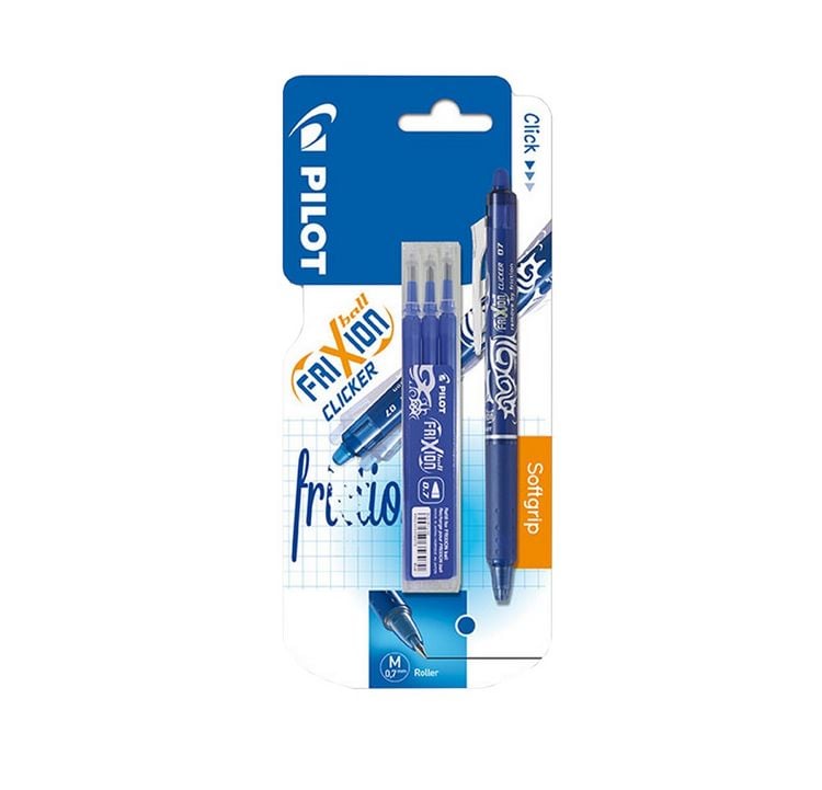 Produktbild: Pilot Frixion Clicker 0,7 + 3er Set Mine blau