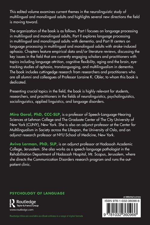 Produktbild: Advances in the Neurolinguistic Study of Multilingual and Monolingual Adults