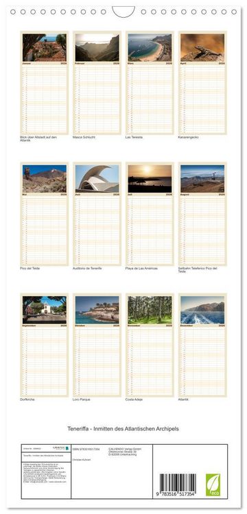 Produktbild: Familienplaner 2026 - Teneriffa - Inmitten des Atlantischen Archipels mit 5 Spalten (Wandkalender, 21 x 45 cm) CALVENDO