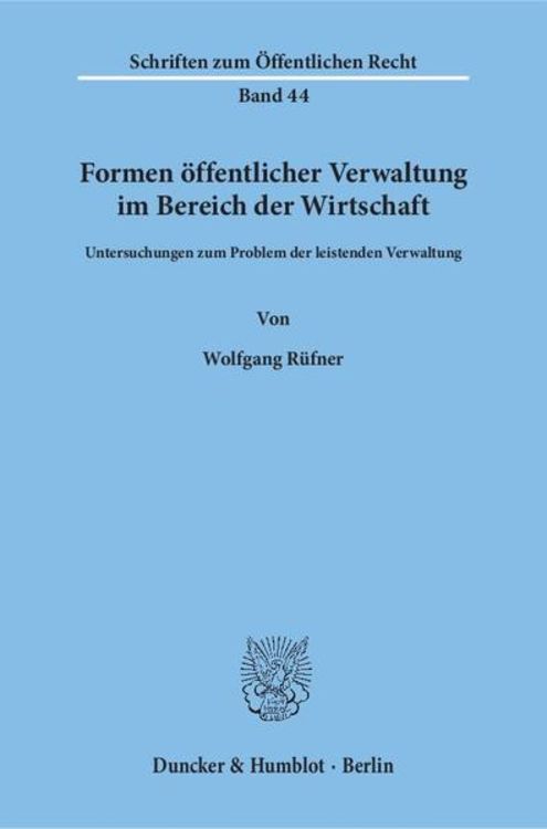 Produktbild: Formen &ouml;ffentlicher Verwaltung im Bereich der Wirtschaft.