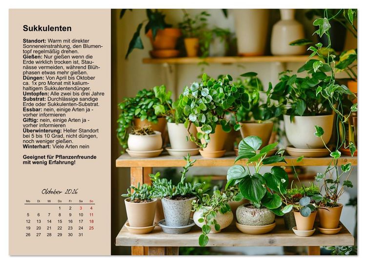 Produktbild: Bestes Raumklima durch Zimmerpflanzen (Wandkalender 2026 DIN A4 quer), CALVENDO Monatskalender