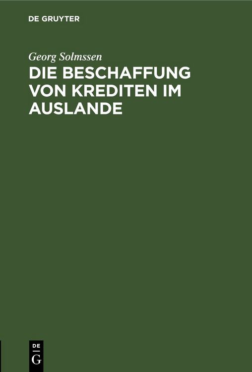 Produktbild: Die Beschaffung von Krediten im Auslande