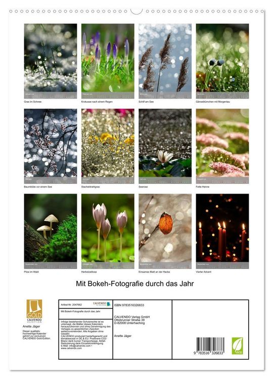 Produktbild: Mit Bokeh-Fotografie durch das Jahr (hochwertiger Premium Wandkalender 2026 DIN A2 hoch), Kunstdruck in Hochglanz