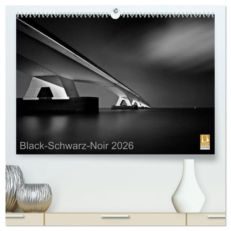 Produktbild: Black-Schwarz-Noir 2026 (hochwertiger Premium Wandkalender 2026 DIN A2 quer), Kunstdruck in Hochglanz
