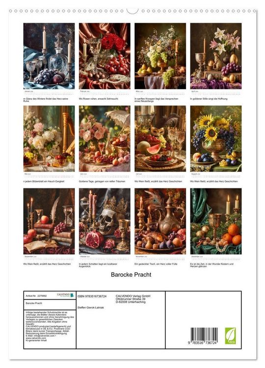 Produktbild: Barocke Pracht (hochwertiger Premium Wandkalender 2026 DIN A2 hoch), Kunstdruck in Hochglanz