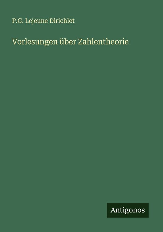 Produktbild: Vorlesungen &uuml;ber Zahlentheorie