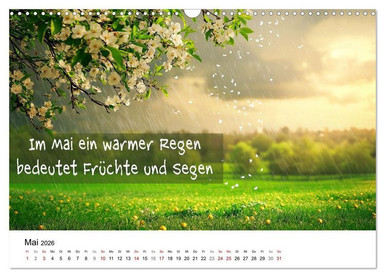 Produktbild: Bauernregeln Kalender - Rhythmus der Jahreszeiten (Wandkalender 2026 DIN A3 quer), CALVENDO Monatskalender