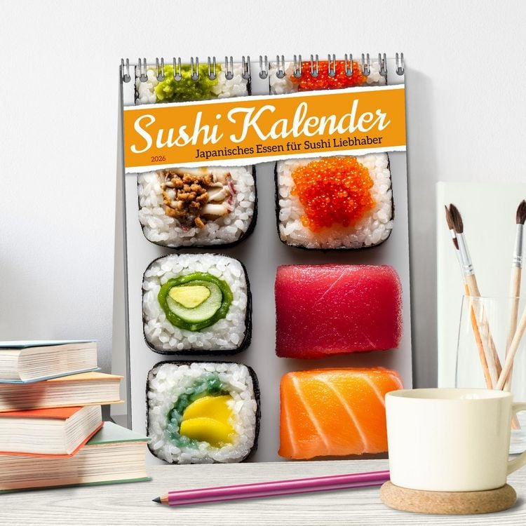 Produktbild: Sushi Kalender - Japanisches Essen f&uuml;r Sushi Liebhaber (Tischkalender 2026 DIN A5 hoch), CALVENDO Monatskalender