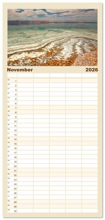 Produktbild: Familienplaner 2026 - Jordanien Sand, Stein und Salz mit 5 Spalten (Wandkalender, 21 x 45 cm) CALVENDO