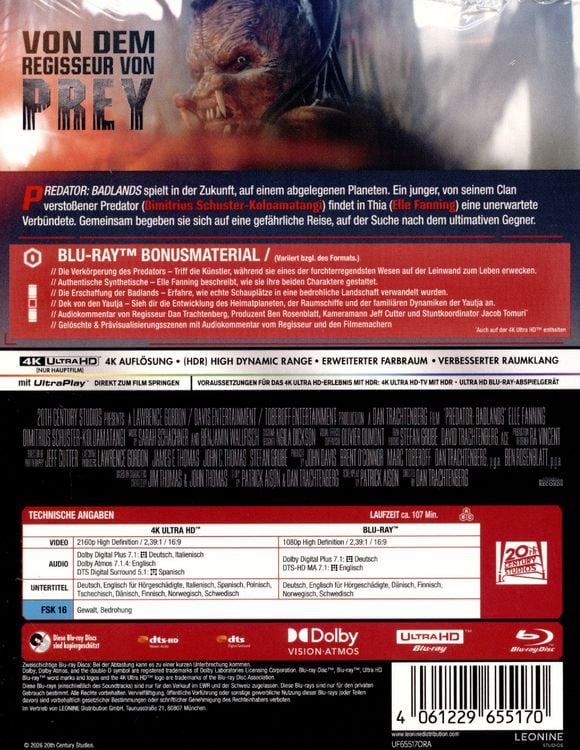 Produktbild: Predator: Badlands - Limitiertes Steelbook (4K Ultra HD) (+ Blu-ray)