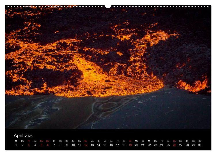 Produktbild: Vulkanausbruch - Island (Wandkalender 2026 DIN A2 quer), CALVENDO Monatskalender