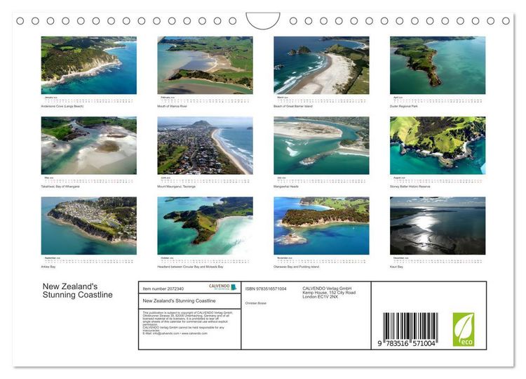 Produktbild: New Zealand's Stunning Coastline (Wall Calendar 2026 DIN A4 landscape), CALVENDO 12 Month Wall Calendar