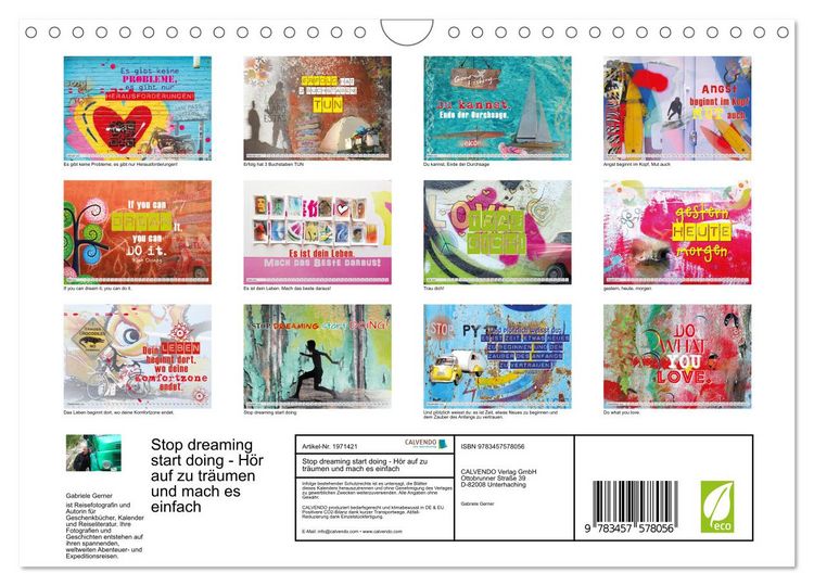 Produktbild: Stop dreaming start doing - H&ouml;r auf zu tr&auml;umen und mach es einfach (Wandkalender 2026 DIN A4 quer), CALVENDO Monatskalender