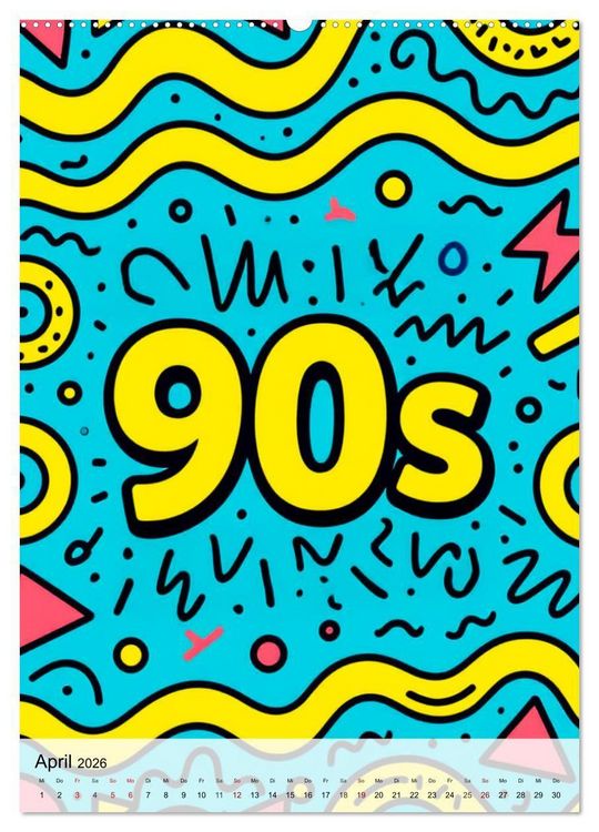 Produktbild: Pop Neon Patterns - The Memphis 90s Collection (Wandkalender 2026 DIN A2 hoch), CALVENDO Monatskalender