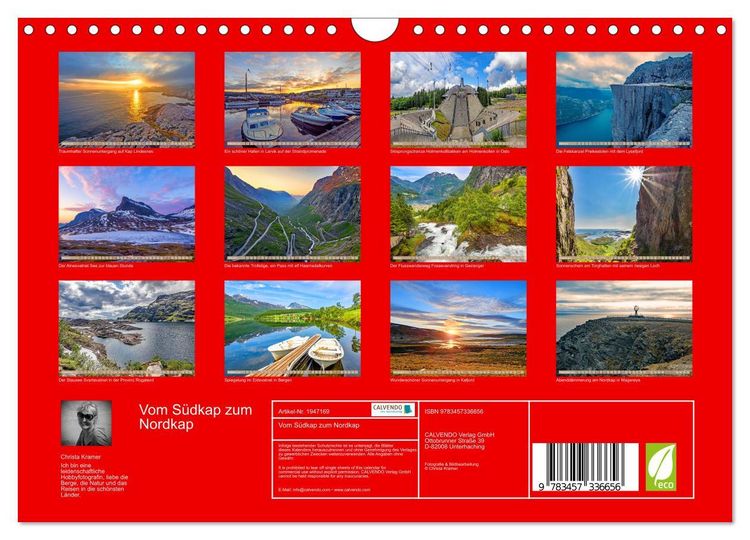 Produktbild: Vom S&uuml;dkap zum Nordkap (Wandkalender 2026 DIN A4 quer), CALVENDO Monatskalender