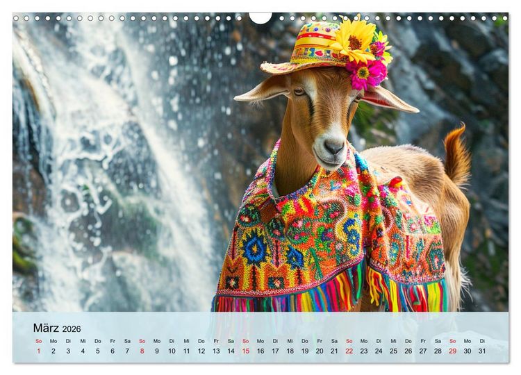 Produktbild: Ziegen im Modezauber. Ein alpiner Fashion-Marathon (Wandkalender 2026 DIN A3 quer), CALVENDO Monatskalender