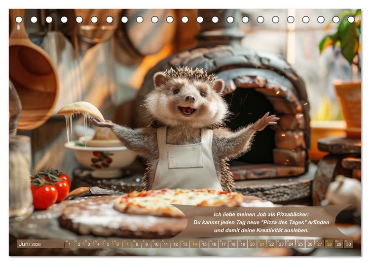 Produktbild: Tierisch lustige Pizzab&auml;cker (Tischkalender 2026 DIN A5 quer), CALVENDO Monatskalender